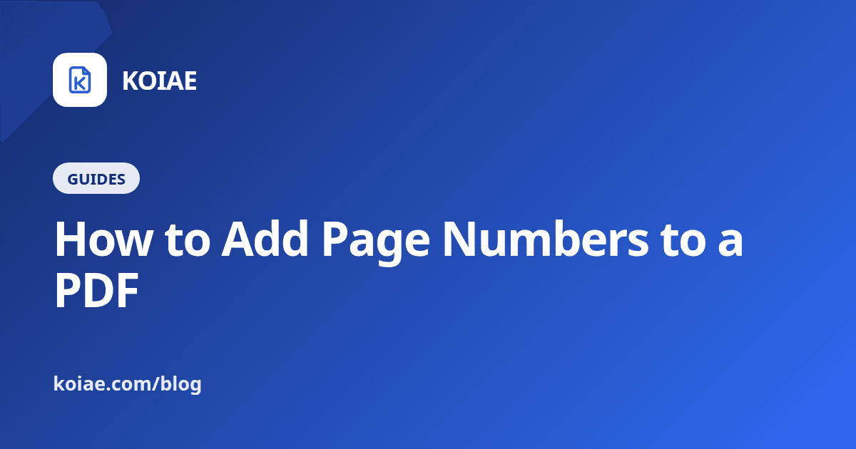 How to Add Page Numbers to a PDF
