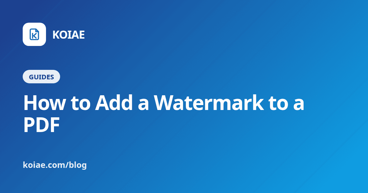 How to Add a Watermark to a PDF