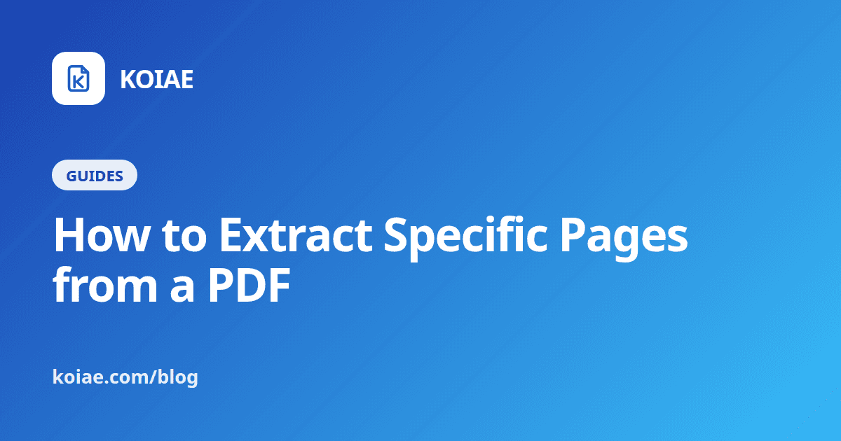 How to Extract Specific Pages from a PDF