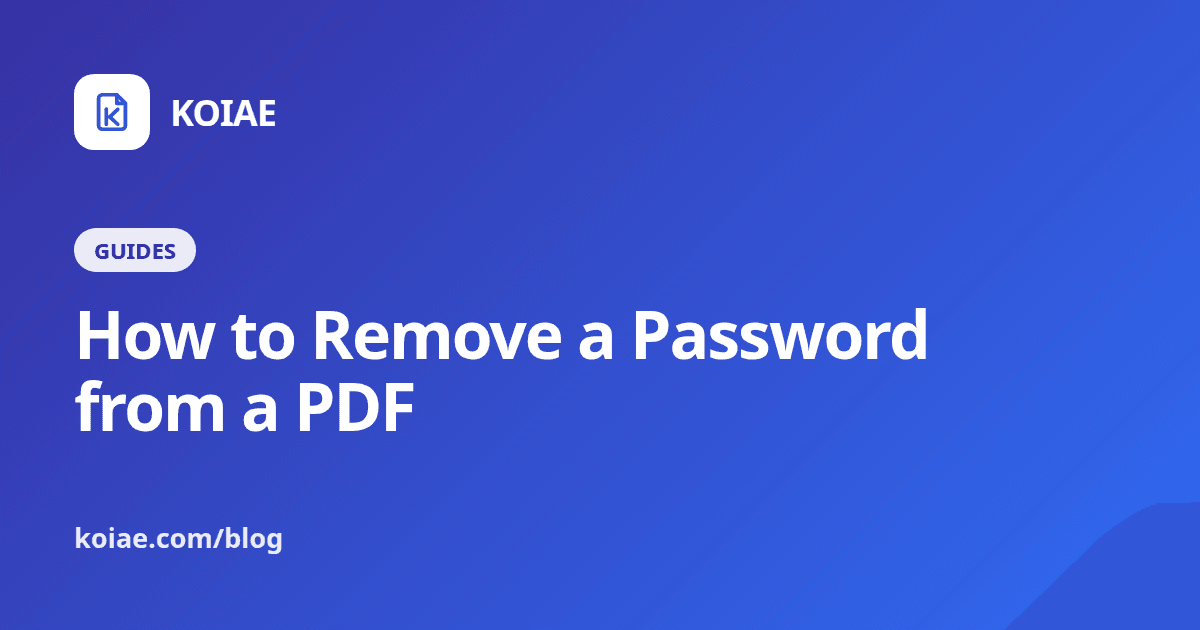 How to Remove a Password from a PDF