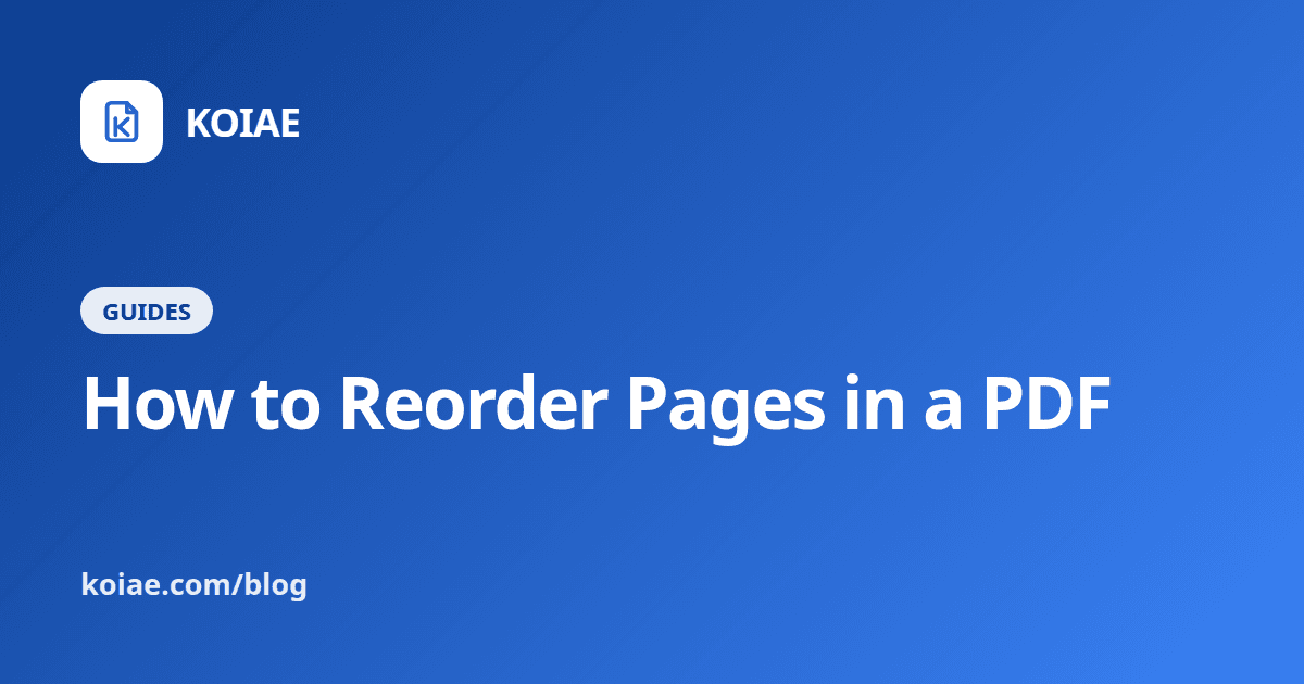 How to Reorder Pages in a PDF